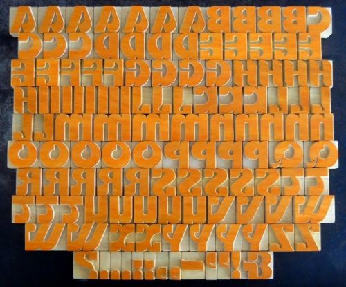 124 letterpress wood type,alphabets-a to z, punctuations, complete set - unused for sale