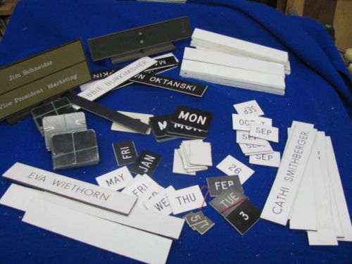 Engraving Supplies -Nameplates, calendar,blanks, used,miscellaneous