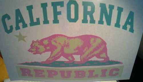 CALIFORNIA REPUBLIC Brightly Colored 3 PK - 9x12 PLASTISOL HEAT PRESS TRANSFERS