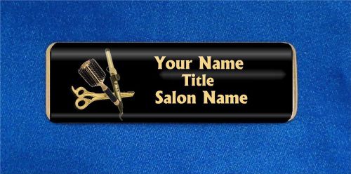Hairstylist Tools Custom Personalized Name Tag Badge ID Black Salon Hair Styling