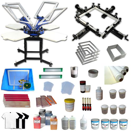 4-4 color screen printing kit w/ hand stretcher &amp; full set necessary materials for sale