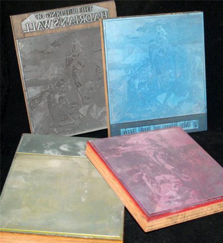 4x Etched Printing Blocks/Plates - Book Cover - &#034;The Building of Hadrian&#039;s Wall&#034;