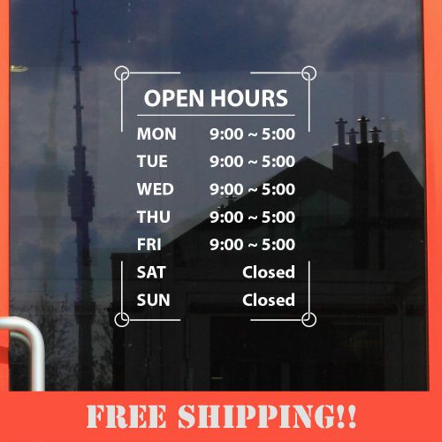11&#034;Hx8.5&#034;W Business Store Hours Sign Window Shop Open Closed Sticker Decal Ver7