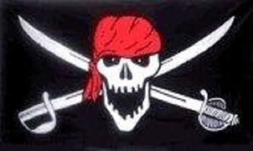 Red Scarf Swords Pirate With Wicked Teeth Flag 3x 5&#039; Indoor Outdoor Banner