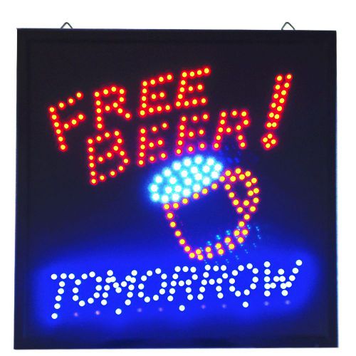 Free Beer Tomorrow Large LED 19&#034; x 19&#034; Sign Man Cave Bar Pub Drink neon display