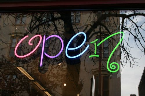 Glass-Multi-color-light up- open sign