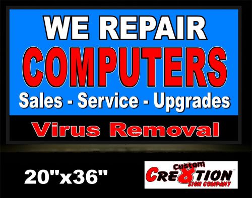 Led light box sign 20&#034;x36&#034; we repair computers - full color graphics included for sale