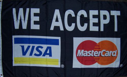 NEW 3x5 ft BLACK VISA MASTER CARD BUSINESS BANNER FLAG WITH BRASS GOMMETS