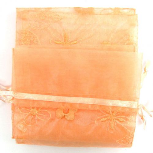 4 4.5x8.5&#034; organza jewelry gift pouch bags display orange