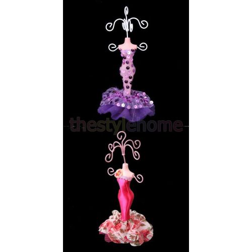 2pc Sexy Sequin Evening Dress Mannequin Earring Jewelry Organizer Display Holder