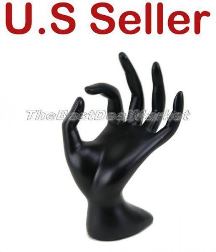 New Fancy OK Hand-shaped Ring Jewelry Display Stand Holder Resin Black 23053R
