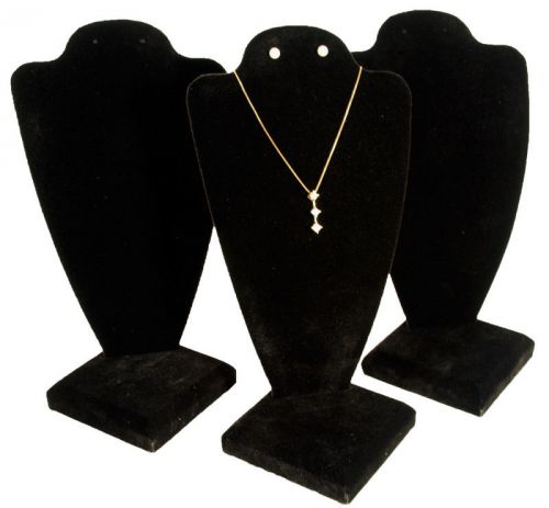 3 Black Velvet Necklace Earring Jewelry Display 10&#034;