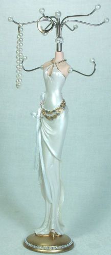 Gorgeous Elegant Lady Jewellery Holder 36cm 14&#034; HLD8208 White w Gold trim NEW