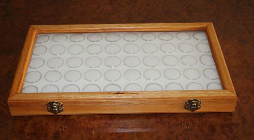 Tas/Oak Gold Nugget &amp; Gem Stone Display Case with Glass Lid 50 white Gem Jar