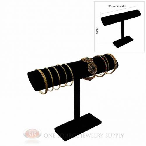 10&#034; Black Velvet 1 Tier T-Bar Oval Jewelry Bracelet Display Presentation