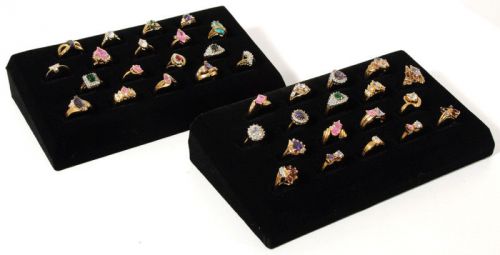 2 - 18 ring tray black velvet jewelry display for sale