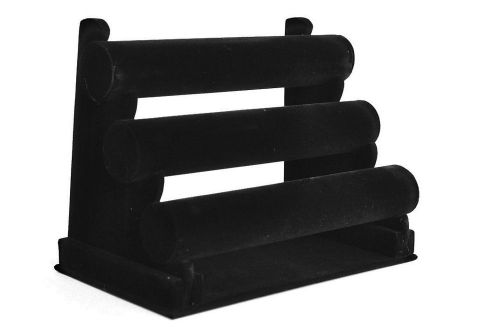 Black velvet bracelet t-bar 3 tier necklace display stand tall bracelet showcase for sale