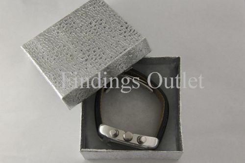 3 3/4&#034; x 3 3/4&#034; x 2&#034; Cotton Filled Jewelry Gift Box With Silver Texture 100 Pcs