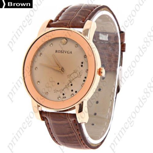 Star Constellations Big Dipper Stars PU Leather  Ladies Wristwatch Women&#039;s Brown