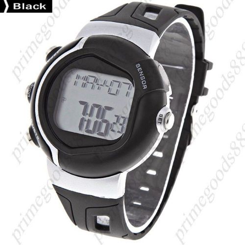 Sports Digital Watch Electronic Wrist Watch Heart Rate Monitor Unisex in Black