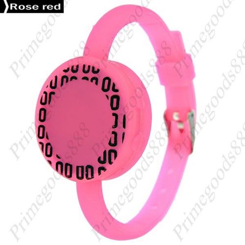 Led sports digital silica gel lady ladies wrist wristwatch women&#039;s rose red for sale