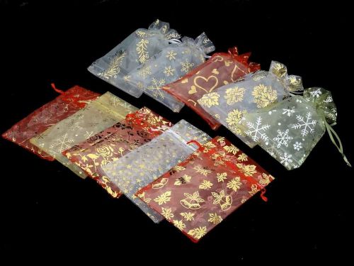 100 pcs. MIXED Jewelry Organza Bags/Pouches Large Size 18 X 12cm =7&#034;x4.75&#034; AH034