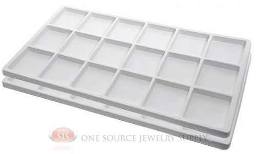 2 White Insert Tray Liners W/ 18 Compartments Drawer Organizer Jewelry Displays