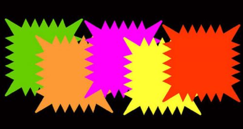 5&#034; x 5&#034; neon bright blacklight glow star cards - 200 pk for sale