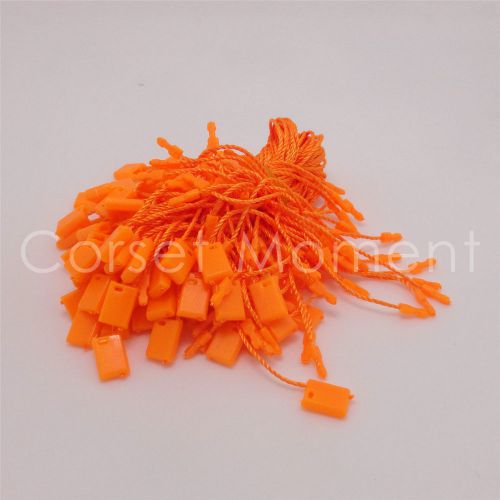 7&#034; orange hang tag string snap lock fastener labeling &amp; tagging supplies 100 pcs for sale