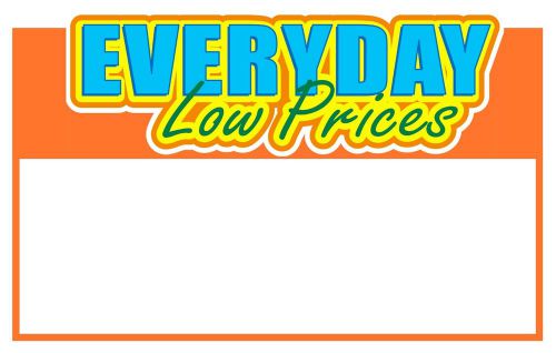 EVERYDAY LOW PRICES - 11&#034;x7&#034;, BLANK RETAIL PRICE SIGNS: TEMPLATE TAGS, 50 PACK