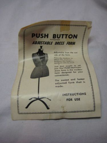 Vintage Push Button Adjustable Dress Form Instructions