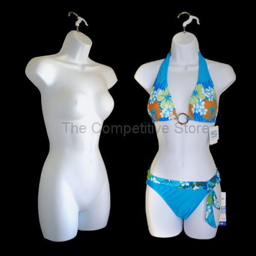 2 Female Dress White Mannequin Forms Set - Great For S-M Clothing Sizes