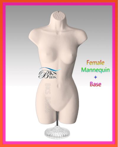 Flesh Female Mannequin Torso w/Acrylic Stand + Hanging Hook Dress Form Women NEW