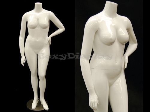 Fiberglass Female Headless Plus Size Mannequin Gloss White Color #MD-NANCYBW3S