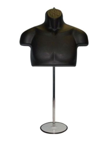 BLACK MALE TORSO MANNEQUIN w/METAL BASE *BODY FORM