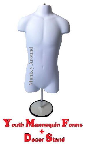 White Youth MANNEQUIN Child Display Dress Body Form Clothing Stand New ART Tank