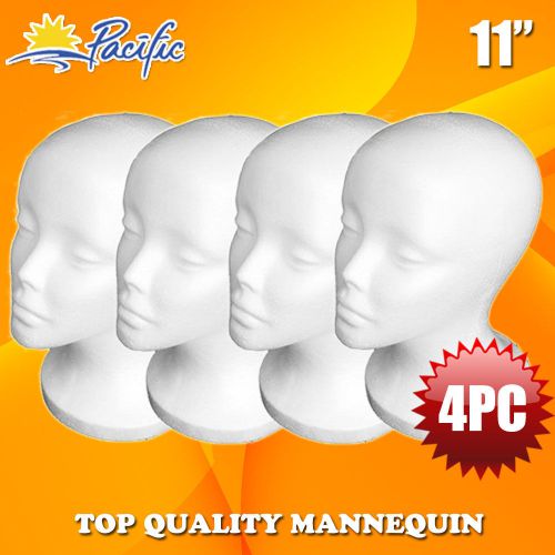 4PCS HALLOWEEN 11&#034;STYROFOAM FOAM MANNEQUIN MANIKIN head wig display hat glasses