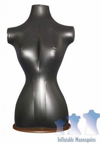 Inflatable female torso, black and wood table top stand, brown for sale