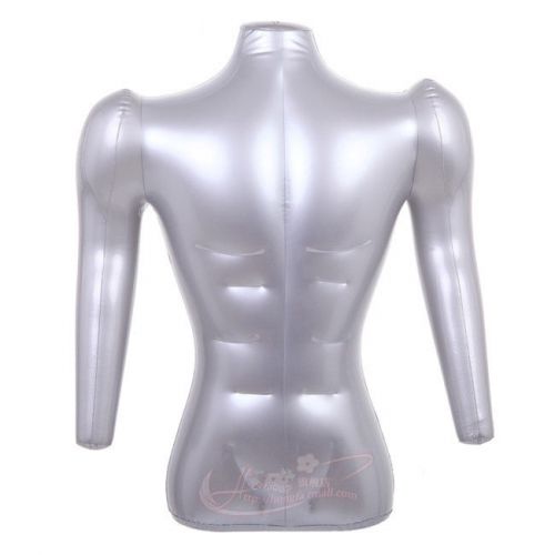 NEW Male Inflatable Mannequin Male Torso W/ Arms Silver Top Shirts Display