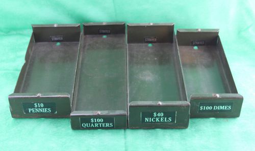 4 vintage rolled coin trays steel aluminum strayer penny nickel dime quarter for sale