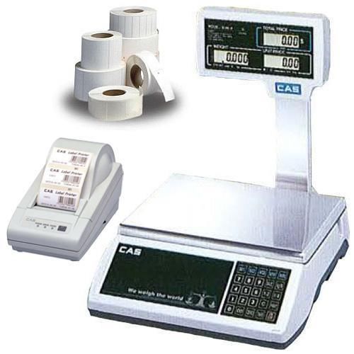 CAS JRS2000POLE30 NTEP Scale 30 x 0.005 lb w/Column Printer &amp; Labels
