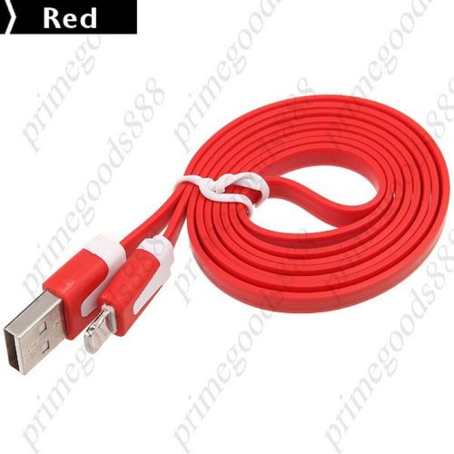 0.9m usb 2.0 male to 8 pin lightning adapter flat cable 8pin charger cord red for sale