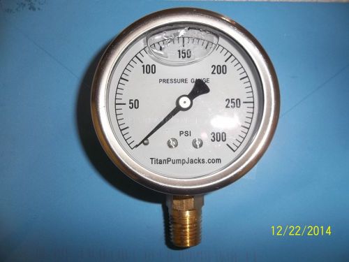 0-300 psi  2 1/2&#034; oil filled pressure gauge  1/4&#034;  npt bottom mount ss/br const. for sale