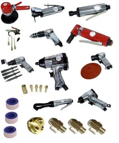 38 pc automotive shop pneumatic air tool set drill wrench ratchet sander grinder for sale