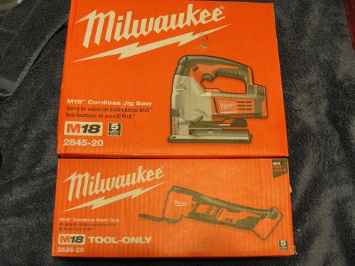 2 Piece Milwaukee M18 18V  2645-20 2626-20 Cordless Jig Saw And Multi Tool