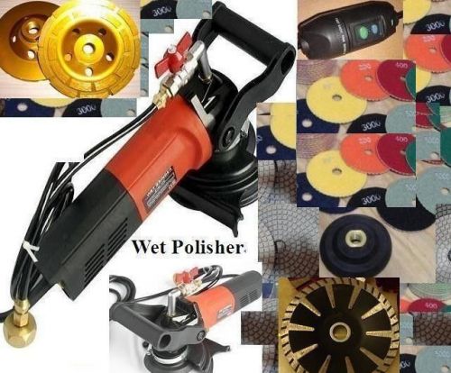 5 Inch Wet Variable Speed Polisher Convex Blade Cup Wheel Stone Concrete 25 Pad