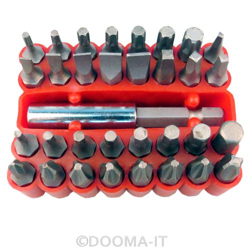 33pc tamperproof screwdriver torx star hex slotted bit tool set with holder case for sale