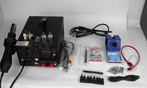 Soldering Iron 10Tips, Hot Air 4Nozzles, DC Power Supply, 50V Test Meter 5013