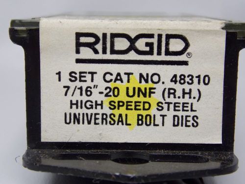 Ridgid 48310 7/16&#034;-20 unf bolt threading dies rh hs universal heads - new for sale