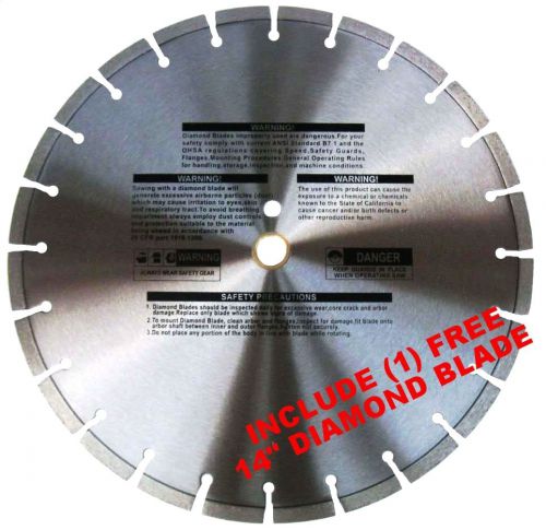 (2) 20&#034; Reinforced Concrete Hard Aggregate diamond blade with (1) 14&#034; blade